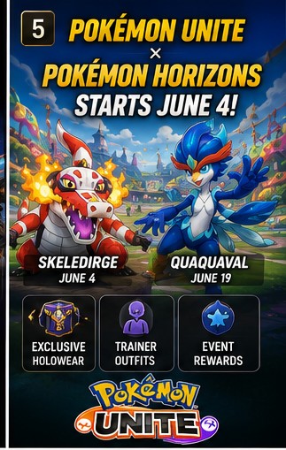 Pokémon Unite x Pokémon Horizons brings new Pokémon and anime rewards from June 4