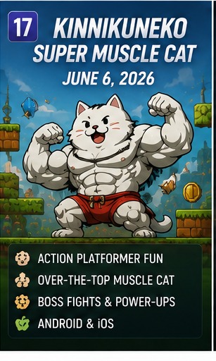KinnikuNeko: Super Muscle Cat flexes into the June 6 mobile calendar