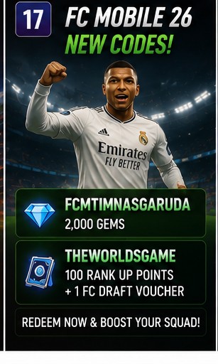 FC Mobile 26 codes keep football freebies alive with FCMTIMNASGARUDA