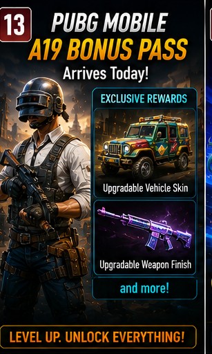 PUBG Mobile A19 Royal Pass Bonus Pass arrives with vehicle and weapon rewards