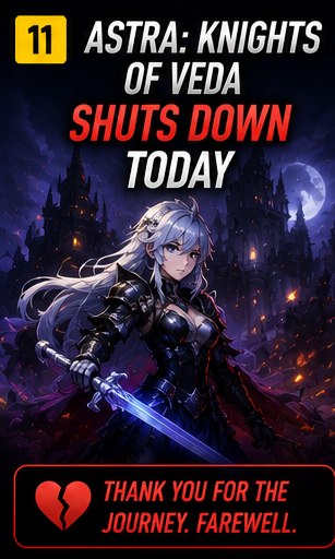 Astra: Knights of Veda shuts down today