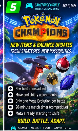 Pokémon Champions adds new items and balance changes alongside Regulation M-C
