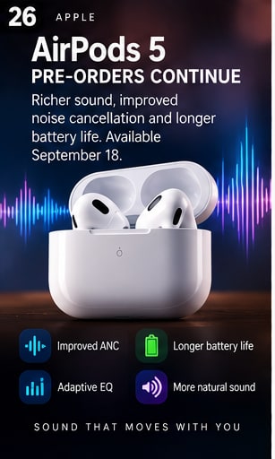 AirPods 5 pre-orders continue ahead of September 18 availability