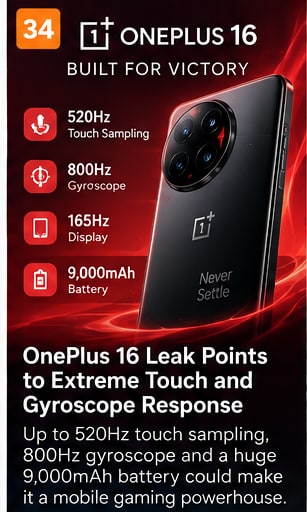 OnePlus 16 Leak Points to Extreme Touch and Gyroscope Response
