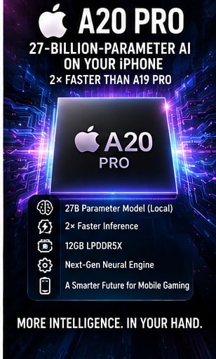 Apple's A20 Pro reportedly runs a 27-billion-parameter AI model locally at twice A19 Pro speed