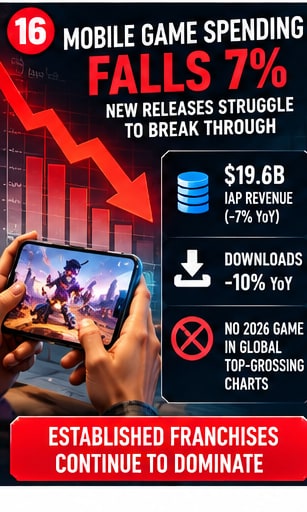 Mobile Game Spending Falls Seven Percent as New Releases Struggle to Break Established Charts