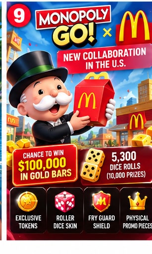 Monopoly Go and McDonald's Reunite With Free Cosmetics and a $100000 Gold Prize