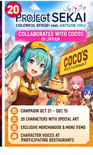 Project Sekai Teams Up With Japanese Restaurant Chain Cocos for Nationwide Character Campaign