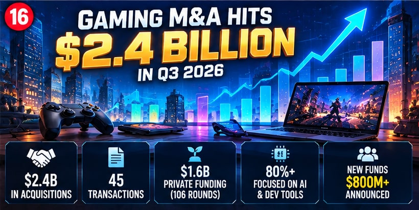 Gaming Acquisitions Reach $2.4 Billion in Third Quarter as Mobile Studios and AI Tools Attract Investors