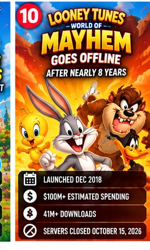 Looney Tunes World of Mayhem Goes Offline After Nearly Eight Years and More Than $100 Million in Estimated Spending