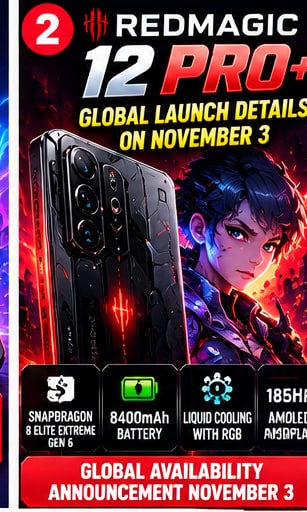 RedMagic Confirms November 3 International Availability Announcement for Its Liquid-Cooled 12 Pro+